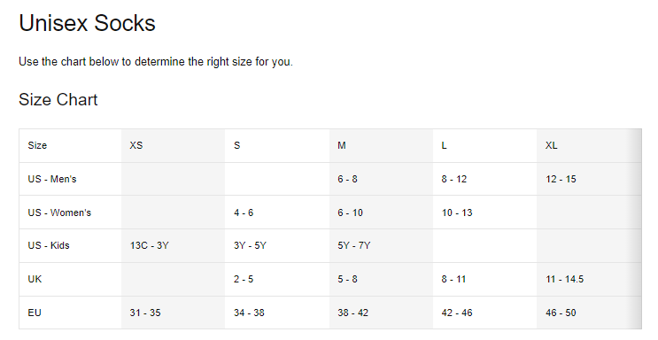Nike Unisex Socks Size Chart nike-unisex-socks-size-chart